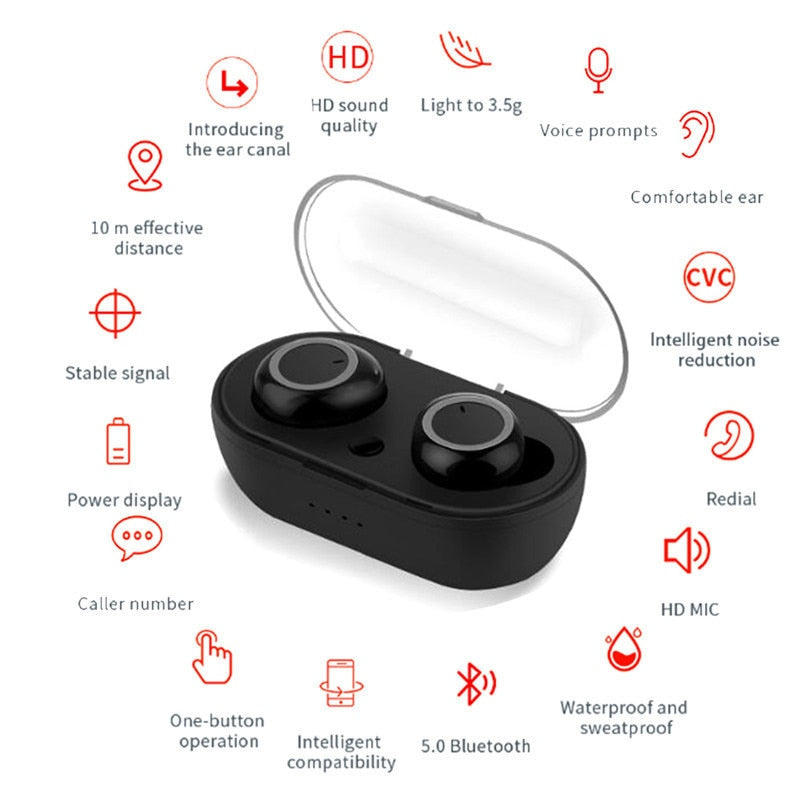 Y50 TWS Bluetooth EarphonesIntroducing the Y50 TWS Bluetooth Earphones, the perfect way to enjoy your music on the go. These earphones feature noise cancelling technology to help reduce annoyiz'splaceY50 TWS Bluetooth Earphones