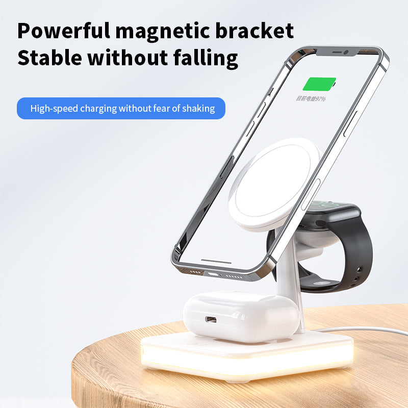 25W Magnetic Wireless Charger StandIntroducing the 25W Magnetic Wireless Charger Stand – the perfect charging solution for your iPhone 13, 12 Pro Max, Mini, and Apple iWatch! This Qi-certified wirelesz'splace25W Magnetic Wireless Charger Stand