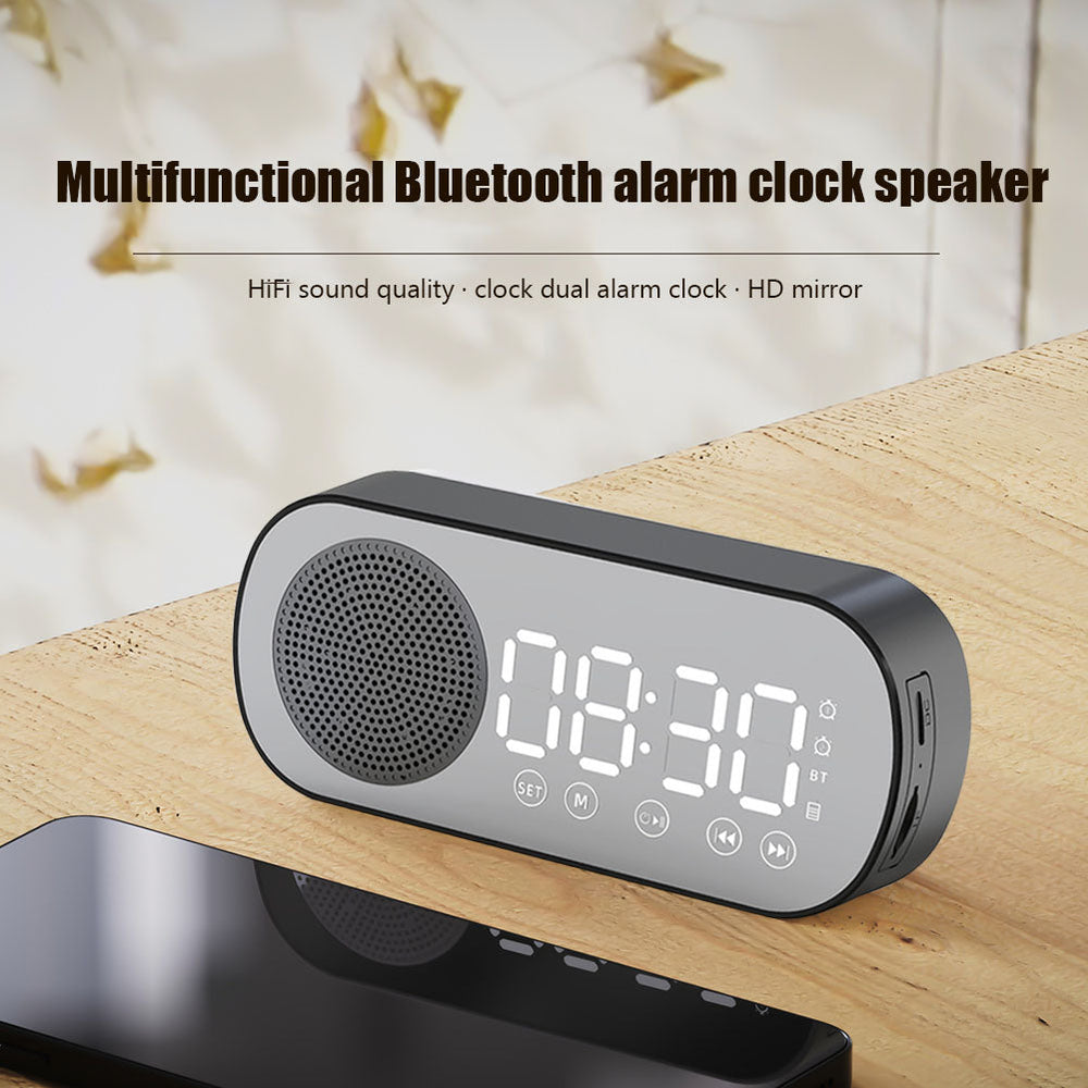 LED Screen Sound BarThe LED Screen Sound Bar is a multifunctional, portable speaker that is Bluetooth-compatible and features a mirror surface clock, double alarm, support for TF cards,z'splaceLED Screen Sound Bar