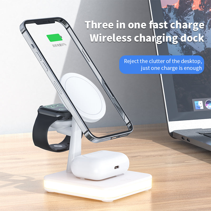 25W Magnetic Wireless Charger StandIntroducing the 25W Magnetic Wireless Charger Stand – the perfect charging solution for your iPhone 13, 12 Pro Max, Mini, and Apple iWatch! This Qi-certified wirelesz'splace25W Magnetic Wireless Charger Stand